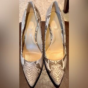 Saks Fifth Avenue Women Cady Snake Black Multi Print Leather Heels Pumps 7.5